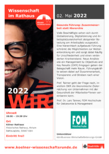 Read more about the article Veranstaltung „Gesunde Führung: Zusammenarbeit statt Hierarchie“ am 02. Mai 2022, 18:00 – 19:30 Uhr
